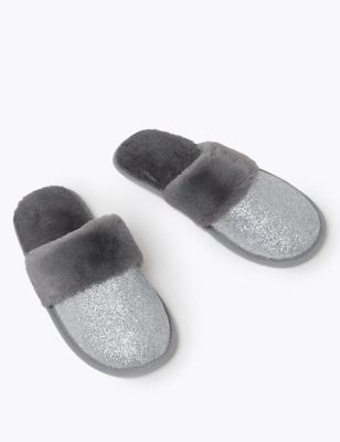 fur lined mule slippers