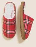 Checked Mule Slippers with Secret Support