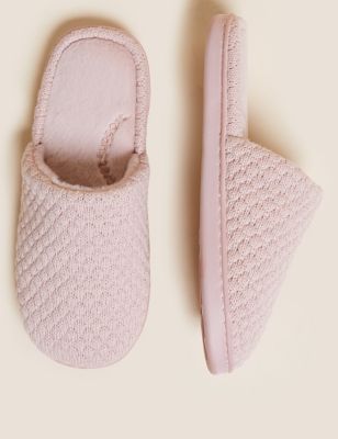 Womens M&S Collection Mule Slippers with Secret Support - Dark Pink