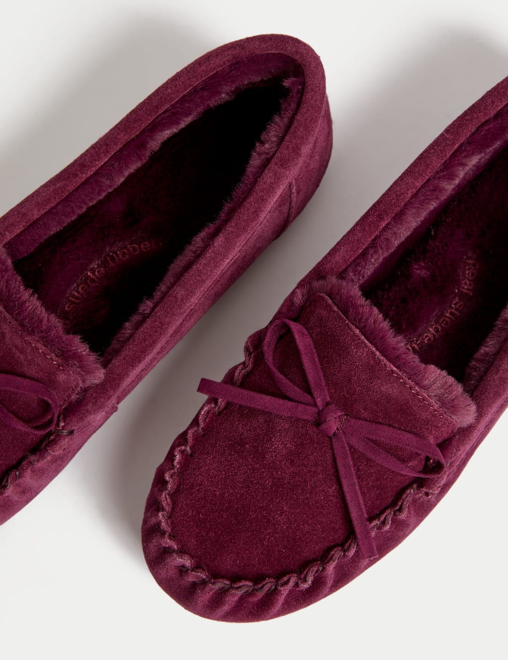 Suede Bow Faux Fur Lined Moccasin Slippers image 3