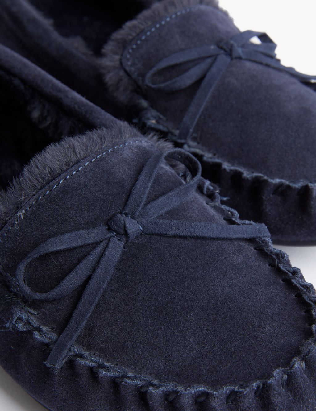 Suede Bow Faux Fur Lined Moccasin Slippers image 3