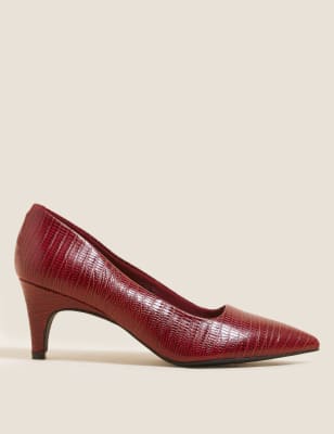 

Womens M&S Collection Spitz zulaufende Lederpumps zum Reinschlüpfen - Dark Red, Dark Red