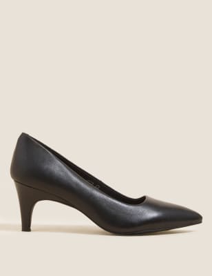 

Womens M&S Collection Leather Slip On Pointed Court Shoes - Black, Black