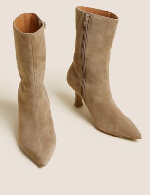 Suede Stiletto Heel Pointed Sock Boots