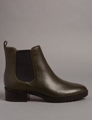 gabeena leather block heel chelsea boot