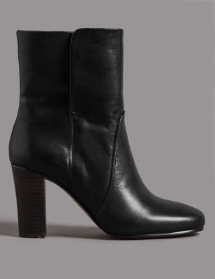 Leather Block Heel Ankle Boots | Autograph | M&S