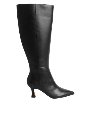 

Autograph Botas por la rodilla de piel con puntera de pico y tacón kittenWomens - Black, Black