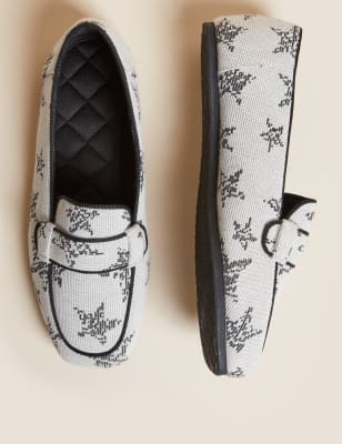 

Womens M&S Collection Mokassin-Slipper mit eckiger Spitze und Sternmuster - Black Mix, Black Mix