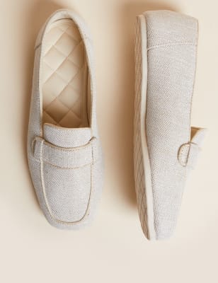 

Womens M&S Collection Square Toe Moccasin Slippers - Metallic, Metallic