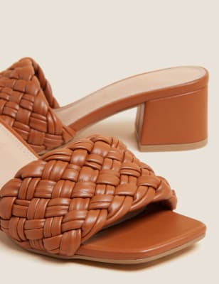 wide fit block mules