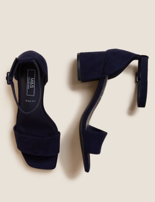 

Womens M&S Collection Wide Fit Ankle Strap Block Heel Sandals - Navy, Navy