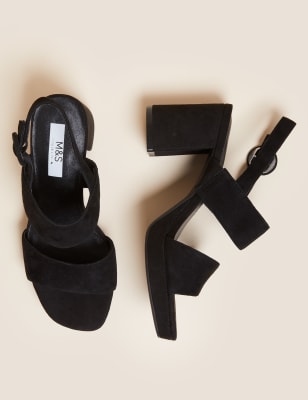 

Womens M&S Collection Wide Fit Suede Platform Sandals - Black, Black