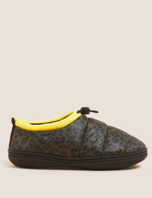 

Womens M&S Collection Gesteppte Slipper-Stiefel aus Nylon mit Leopardenmuster - Dark Grey Mix, Dark Grey Mix