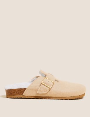 

Womens M&S Collection Felt Buckle Clog Mule Slippers - Camel, Camel