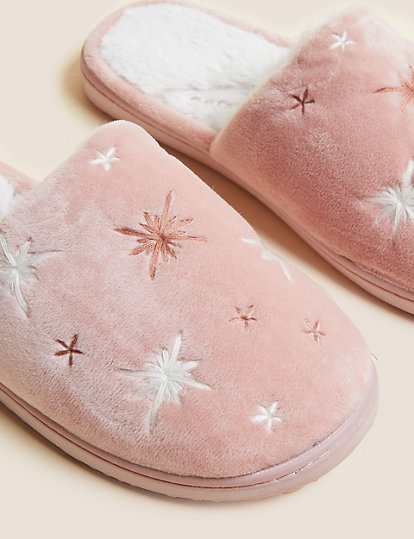 Embroidered Slippers with Secret Support