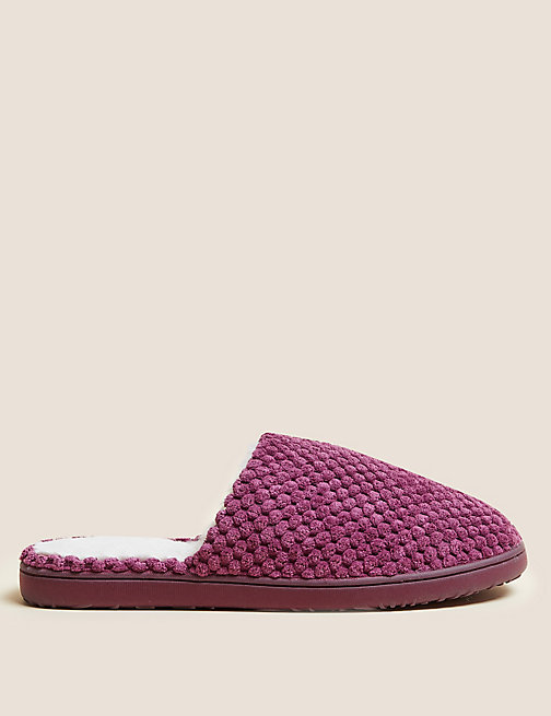 Marks And Spencer Womens M&S Collection Mule Slippers with Secret Support - Berry, Berry