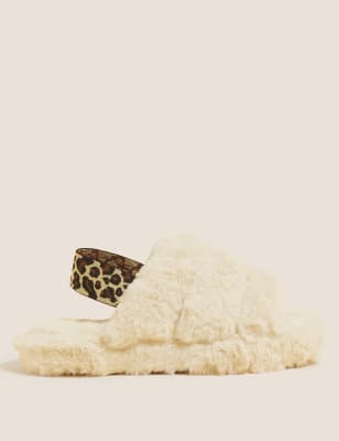 

Womens M&S Collection Faux Fur Open Toe Slippers - Cream, Cream