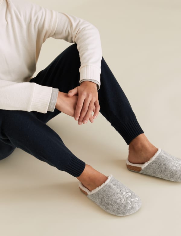 Embroidered Clog Slippers M S Collection M S