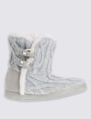 Cable Knit Slipper Boots | M&S