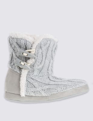 Cable Knit Slipper Boots | M&S