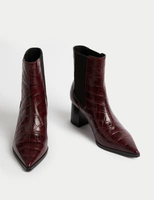 Leather Chelsea Croc Block Heel Boots 4 of 6