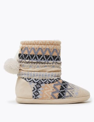 m&s ladies boot slippers