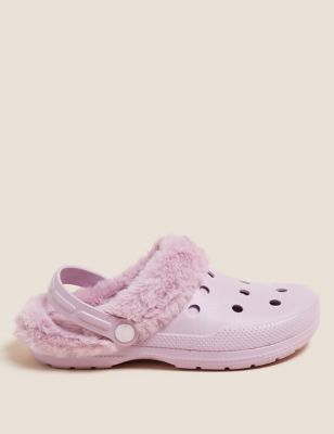 

Womens M&S Collection Faux Fur Lined Mule Slippers - Pink, Pink