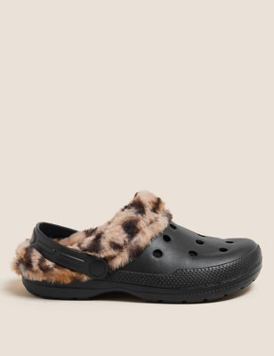 

Womens M&S Collection Faux Fur Lined Mule Slippers - Black Mix, Black Mix