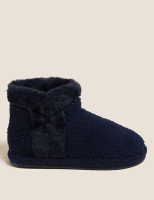 

Womens M&S Collection Faux Fur Borg Slipper Boots - Navy, Navy