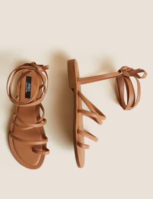 

Womens M&S Collection Flache Gladiatorsandalen mit Riemen - Tan, Tan