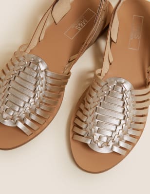 

Womens M&S Collection Gewebte, flache Sandalen - Light Gold, Light Gold