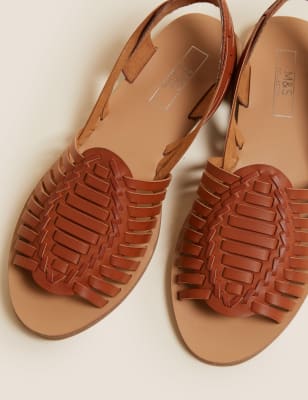 Leather woven flat sandals new arrivals