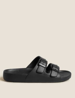 New Look double buckle sliders in black