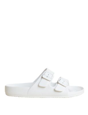 

Womens M&S Collection Buckle Footbed Sliders with BLOOM™ - White, White