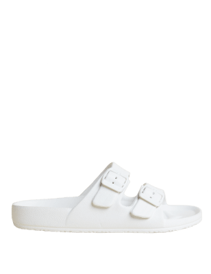 

Womens M&S Collection Buckle Footbed Sliders with BLOOM™ - White, White