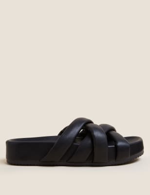 Black 2025 footbed sliders