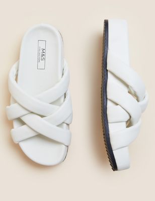 

Womens M&S Collection Woven Footbed Sliders - White, White
