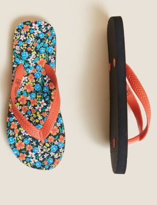 

Womens M&S Collection Printed Flip Flops with BLOOM™ - Coral Mix, Coral Mix