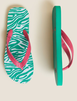 

Womens M&S Collection Gemusterte Flip-Flops mit BLOOM™ - Green Mix, Green Mix