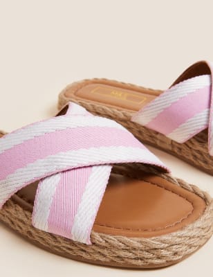 

Womens M&S Collection Gewebte, flache Riemchen-Espadrilles - Soft Pink, Soft Pink