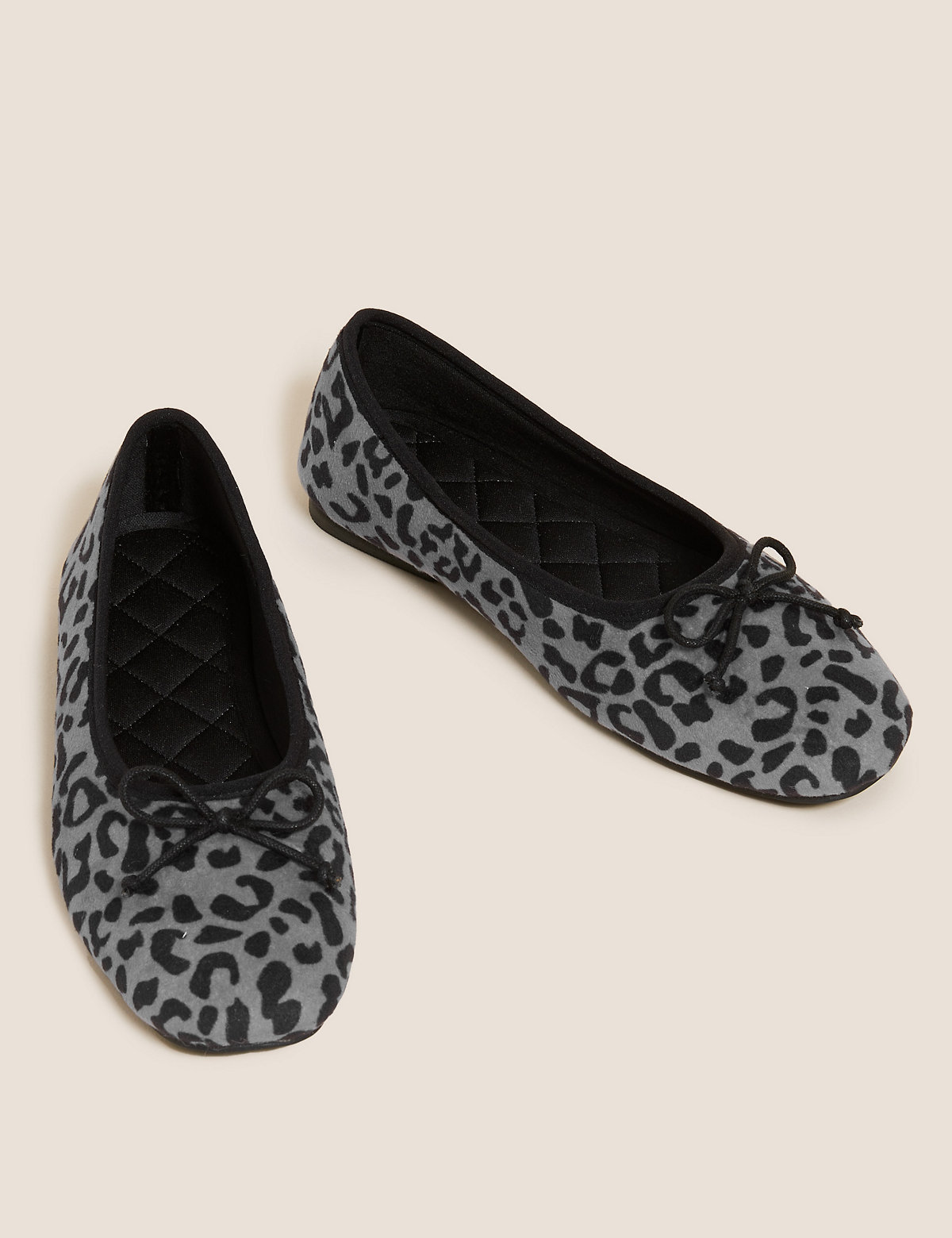 Leopard Print Bow Ballerina Slippers