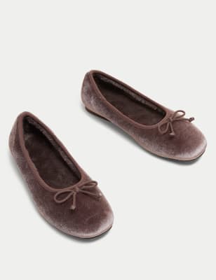 Velvet Bow Ballerina Slipper