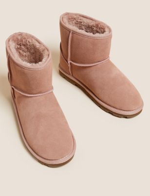 M&S Womens Suede Stain Resistant Faux Fur Lining Boots