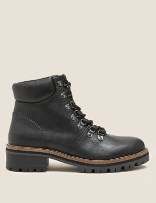 Black heeled cheap hiker boots