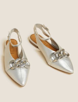 White flat slingback discount shoes