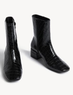 Croc leather ankle online boots