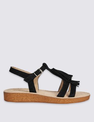 Suede Fringe Sandals with StainAway™