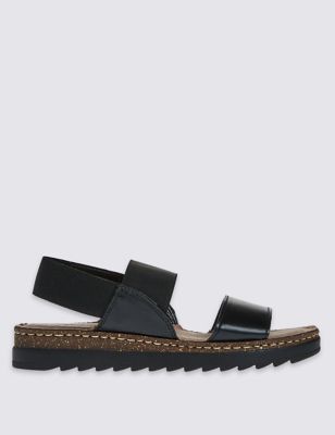 Leather Elastic Two Band Sandals | M&S Collection | M&S