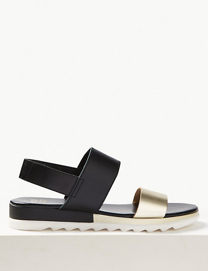 Leather Two Band Sandals