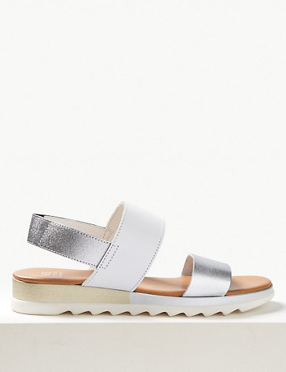 Leather Two Band Sandals